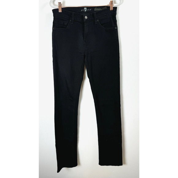 7 for All Mankind Black Slimmy Minimalist Capsule Goth Punk Rock Stretch Jeans - Picture 1 of 5